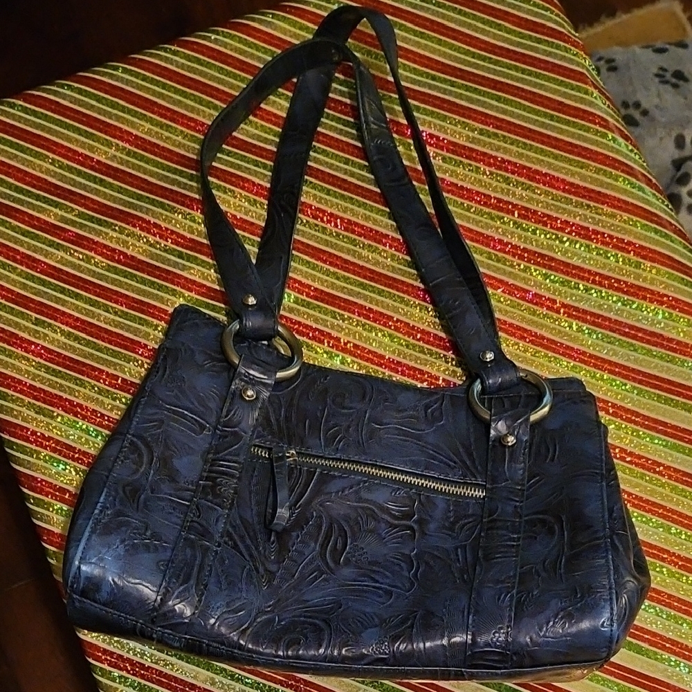 Nine West Dark Blue Embossed Shoulder Bag